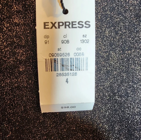 NWT Express Metallic Bronze Straight highrise stretch jeans.  Women's size 4 - Picture 3 of 16